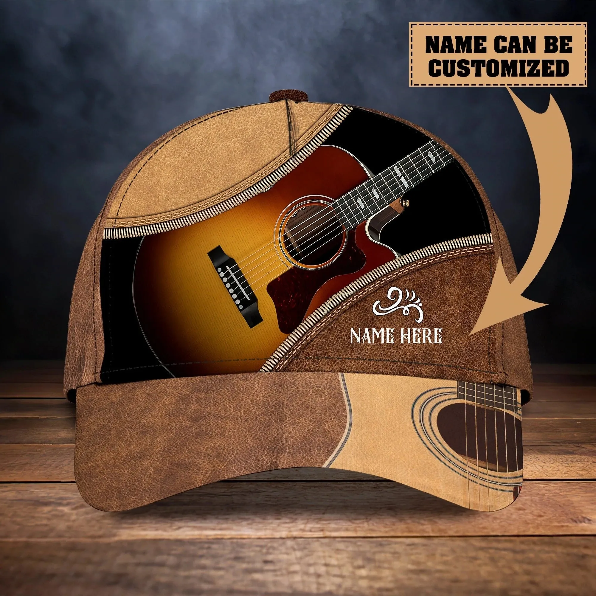 Personalized Baseball Guitar Full Print Cap Hat For Guitar Lover, Classic Guitar 3D Caps To My Son, Daughter