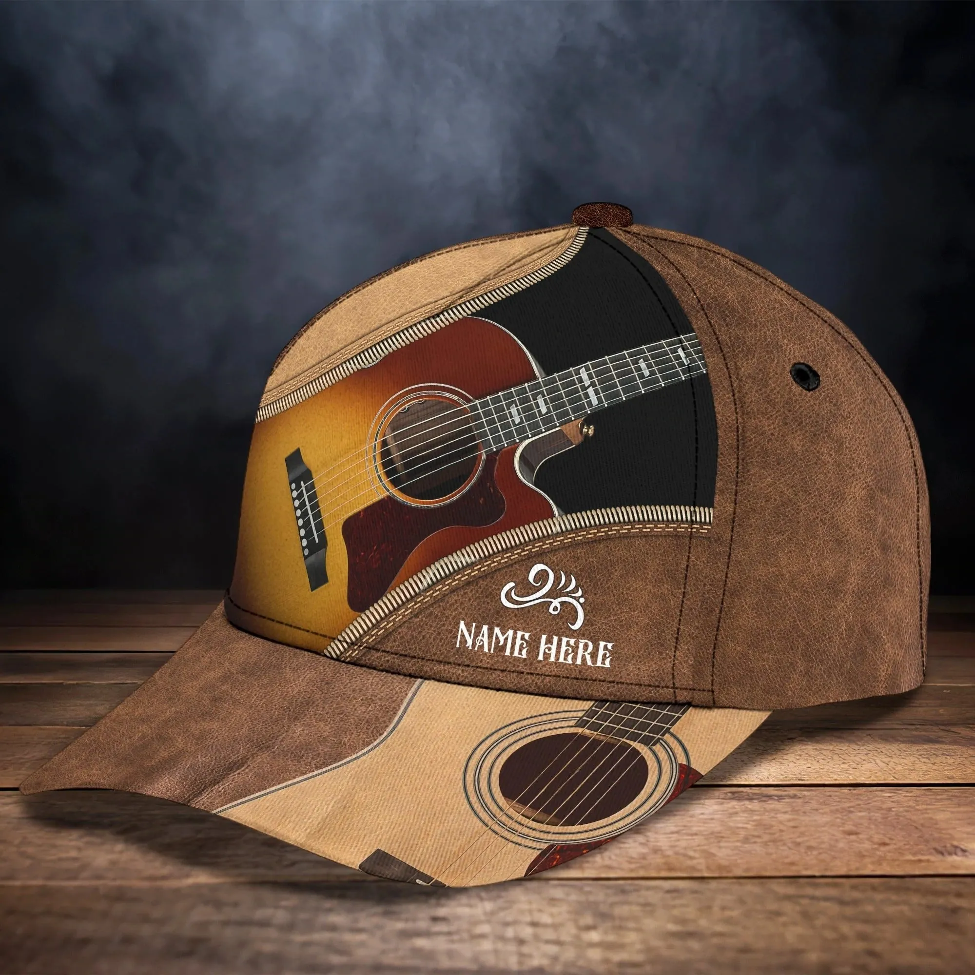 Personalized Baseball Guitar Full Print Cap Hat For Guitar Lover, Classic Guitar 3D Caps To My Son, Daughter