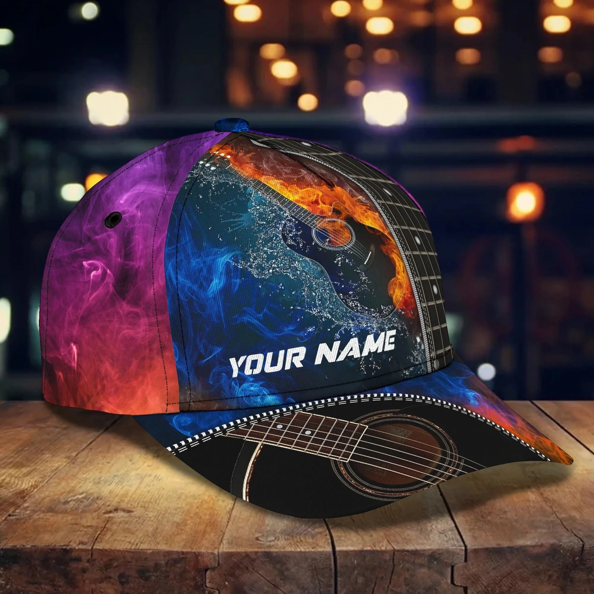 Personalized Baseball Guitar Full Print Cap Hat For Guitar Lover, Classic Guitar 3D Caps To My Son, Daughter