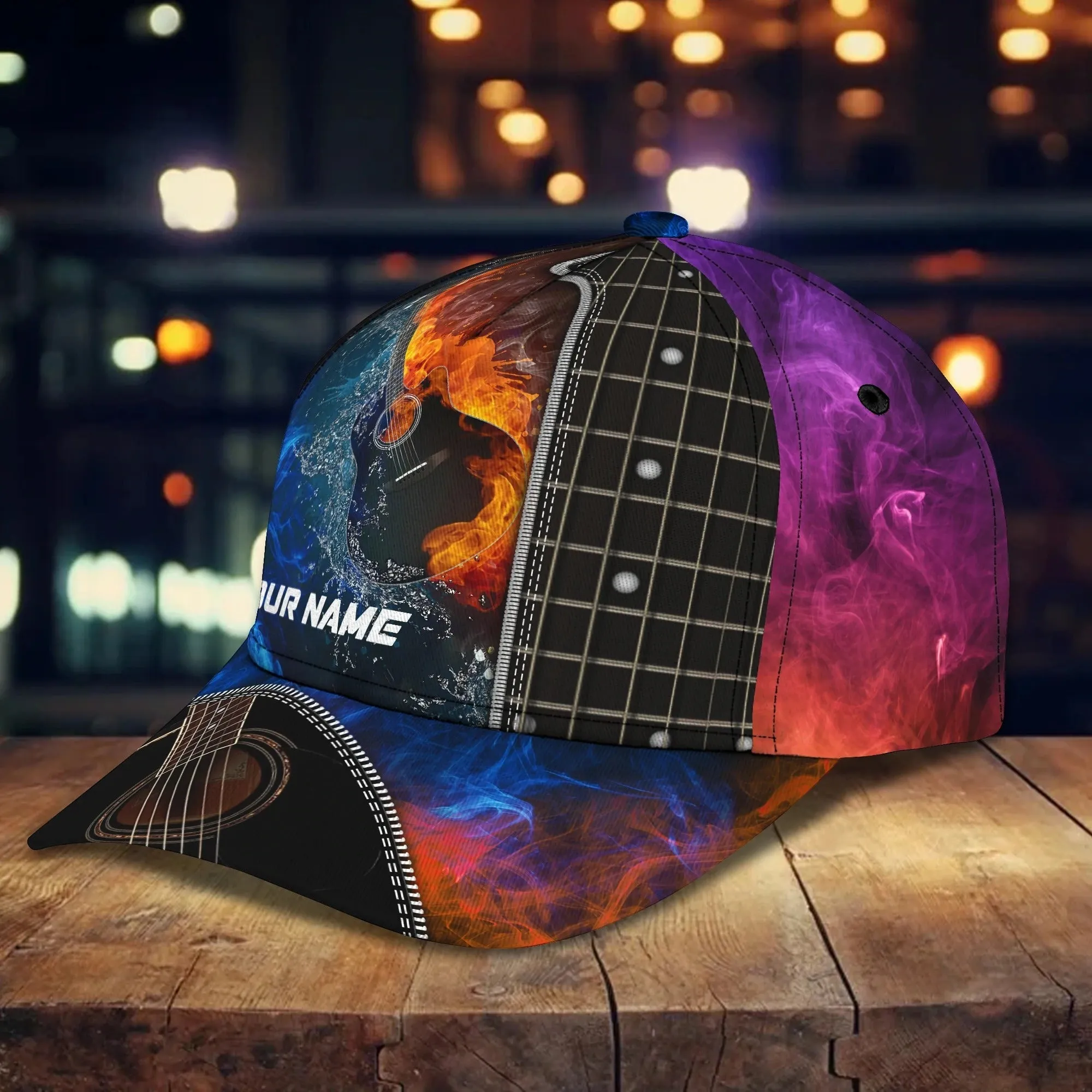 Personalized Baseball Guitar Full Print Cap Hat For Guitar Lover, Classic Guitar 3D Caps To My Son, Daughter