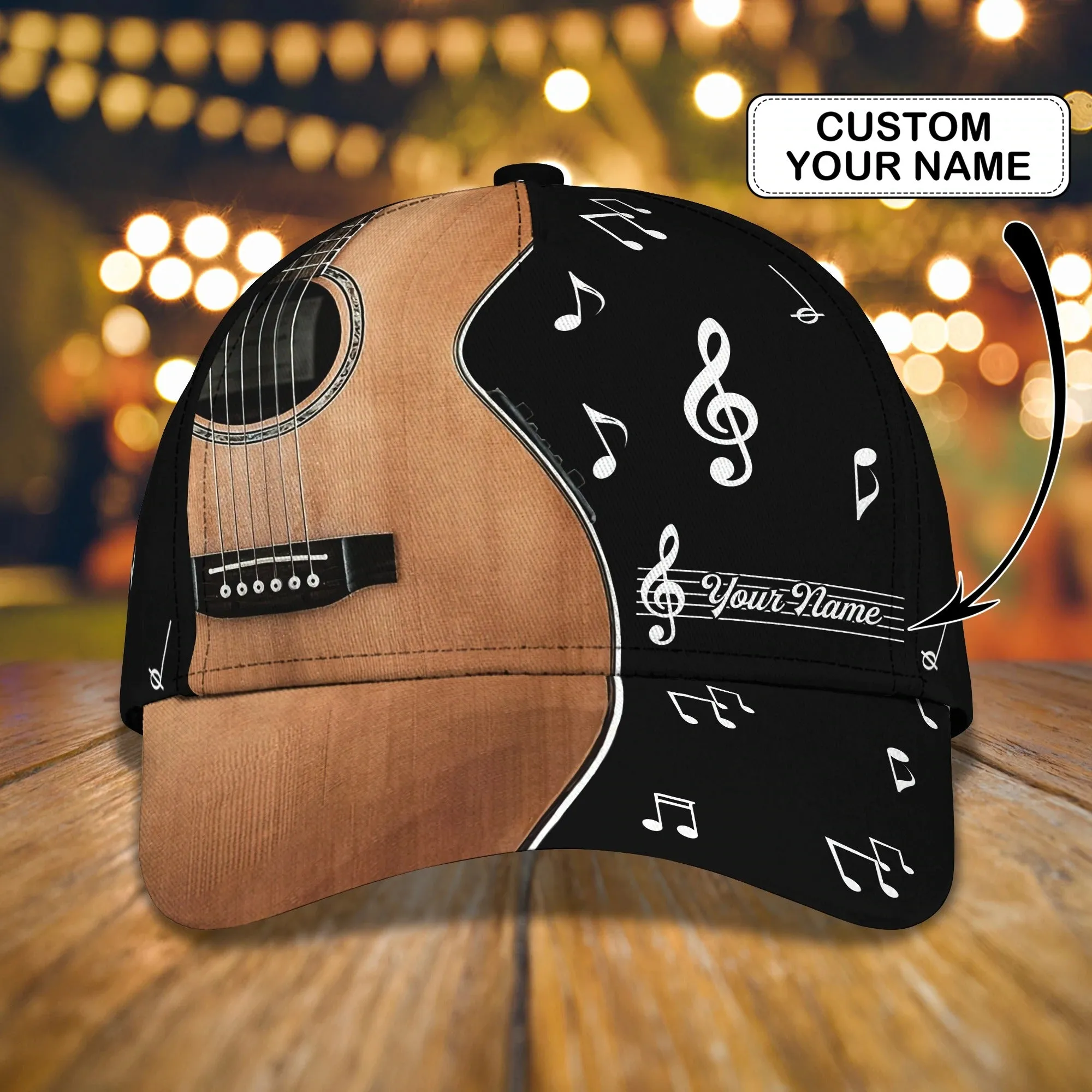 Personalized Baseball Guitar Full Print Cap Hat For Guitar Lover, Classic Guitar 3D Caps To My Son, Daughter