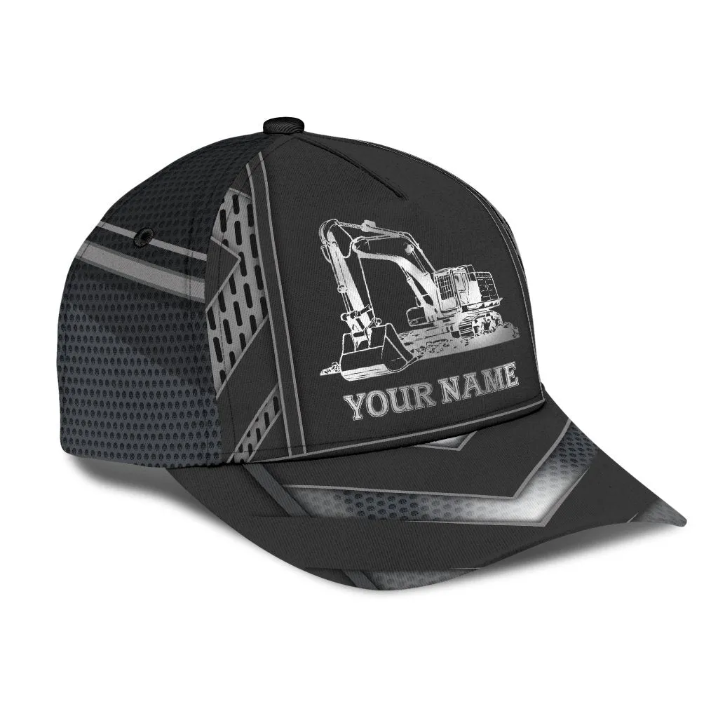 Personalized Excavator Heavy Equipment Cap Hat For Man And Women, Gift To Excavator Man, Excavator 3D Cap Hat
