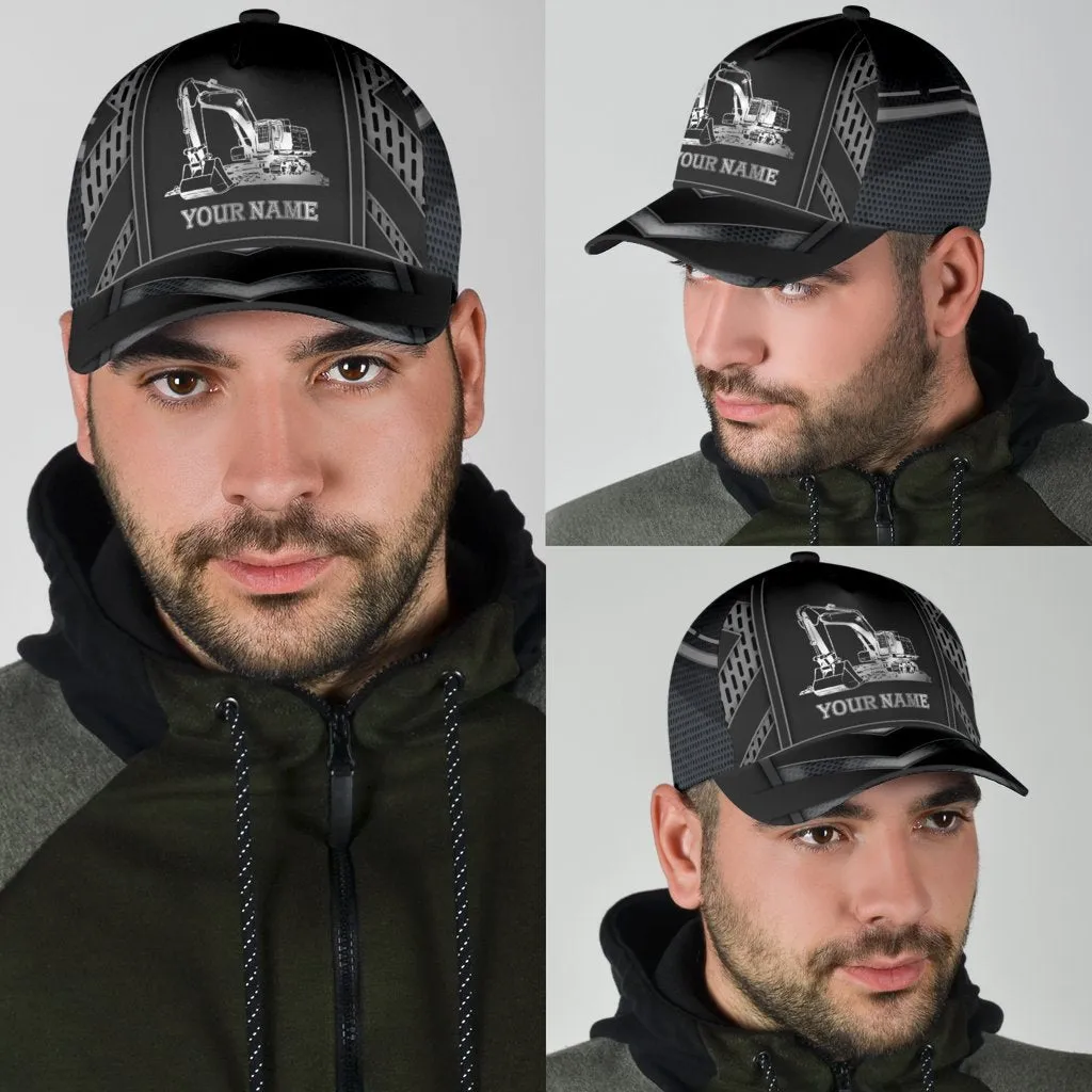 Personalized Excavator Heavy Equipment Cap Hat For Man And Women, Gift To Excavator Man, Excavator 3D Cap Hat