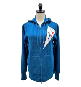 Prussian Blue Cashmere Zip Hoodie