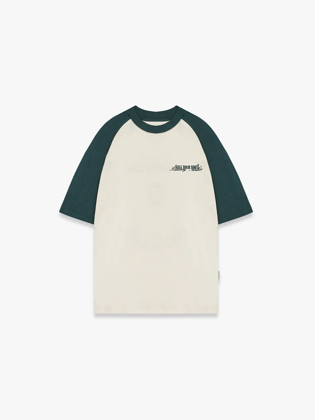 RAGLAN T-SHIRT - IVORY/SMARAGD GREEN