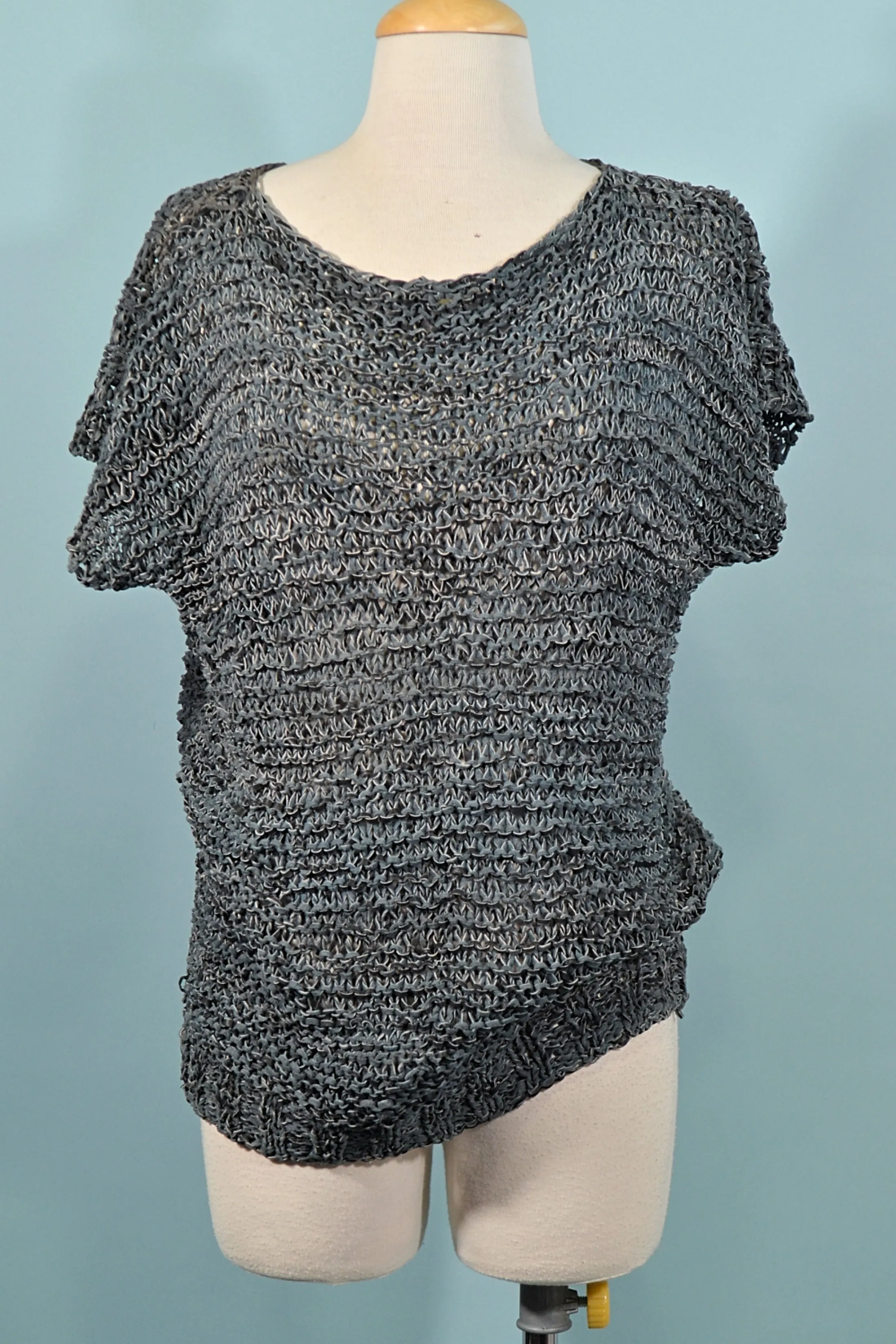SOLD Vintage Woven Leather Pullover Top, Cable Knit Leather Top S/M