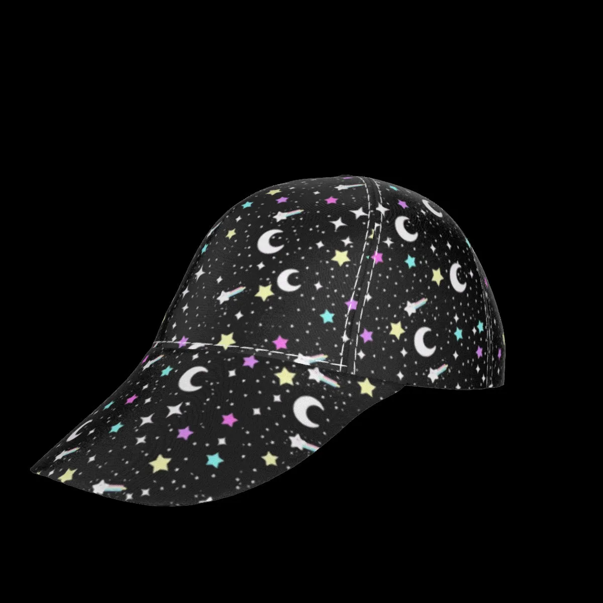 Starry Glitter Black Peaked Cap