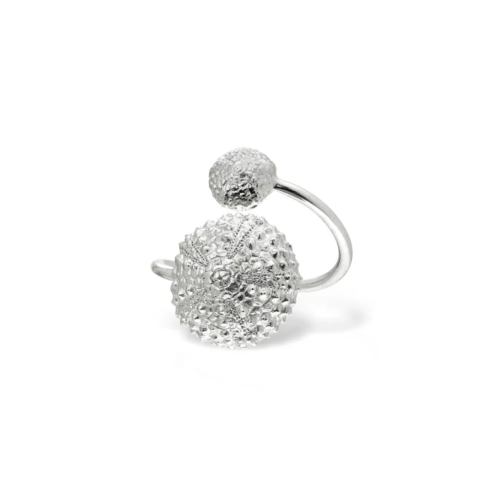Urchin with little urchin - adjustable ring - silver 925