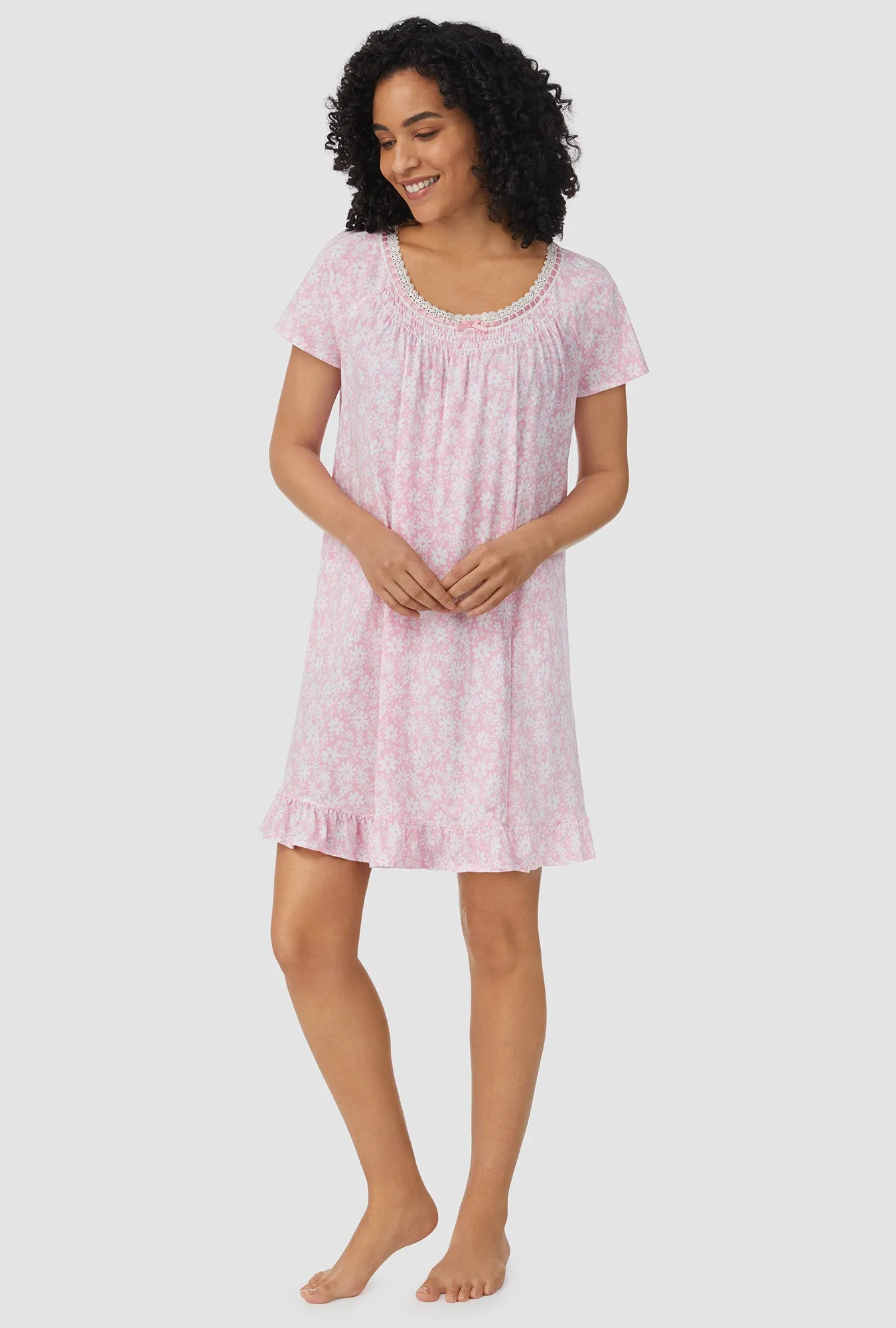 White Floral Cap Sleeve Sleepshirt