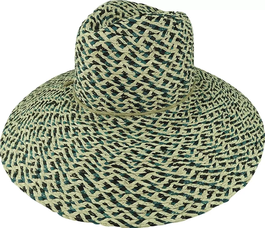 Widest Safari Brim -  Braided Raffia - Navy