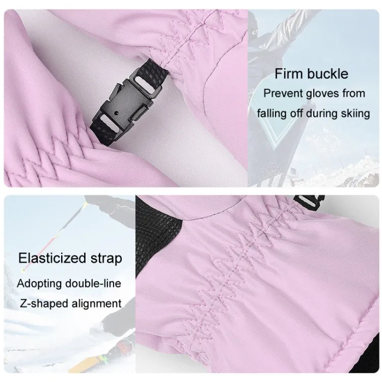 Winter Padded Ski Gloves Outdoor Windproof Warm Sports Gloves, Size: XS(Light Purple)