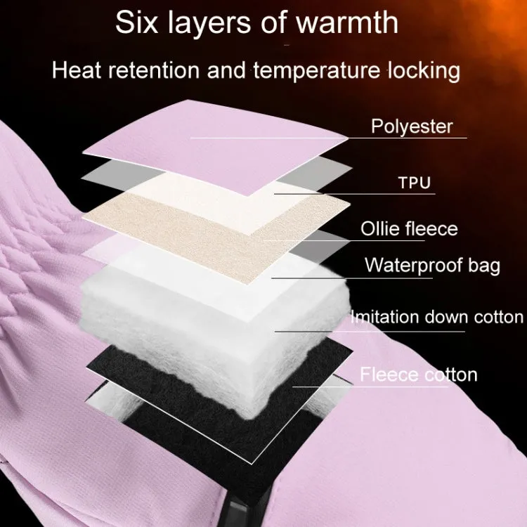Winter Padded Ski Gloves Outdoor Windproof Warm Sports Gloves, Size: XS(Light Purple)