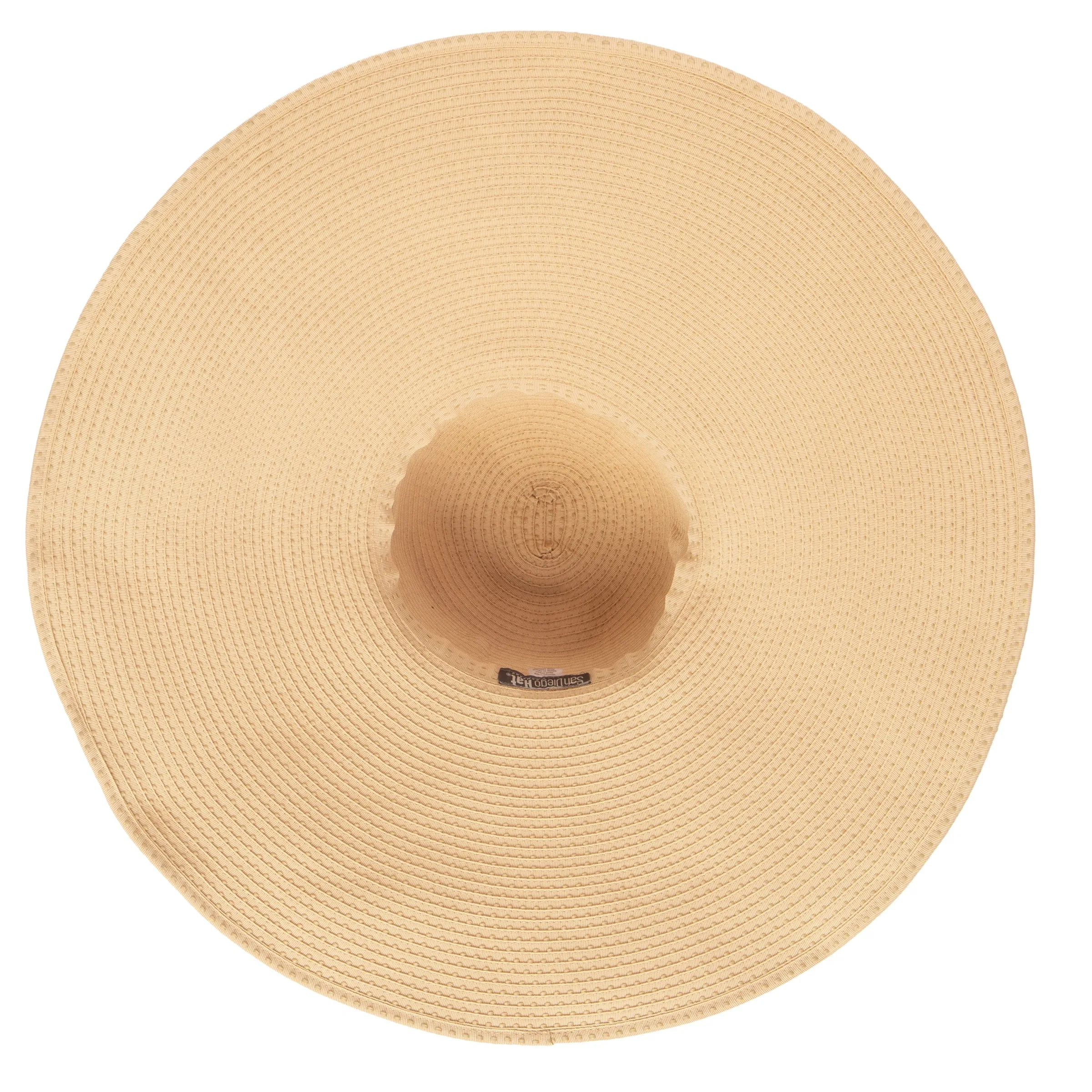 Women's Wide Brim Ribbon Floppy Hat with Ticking Fabric