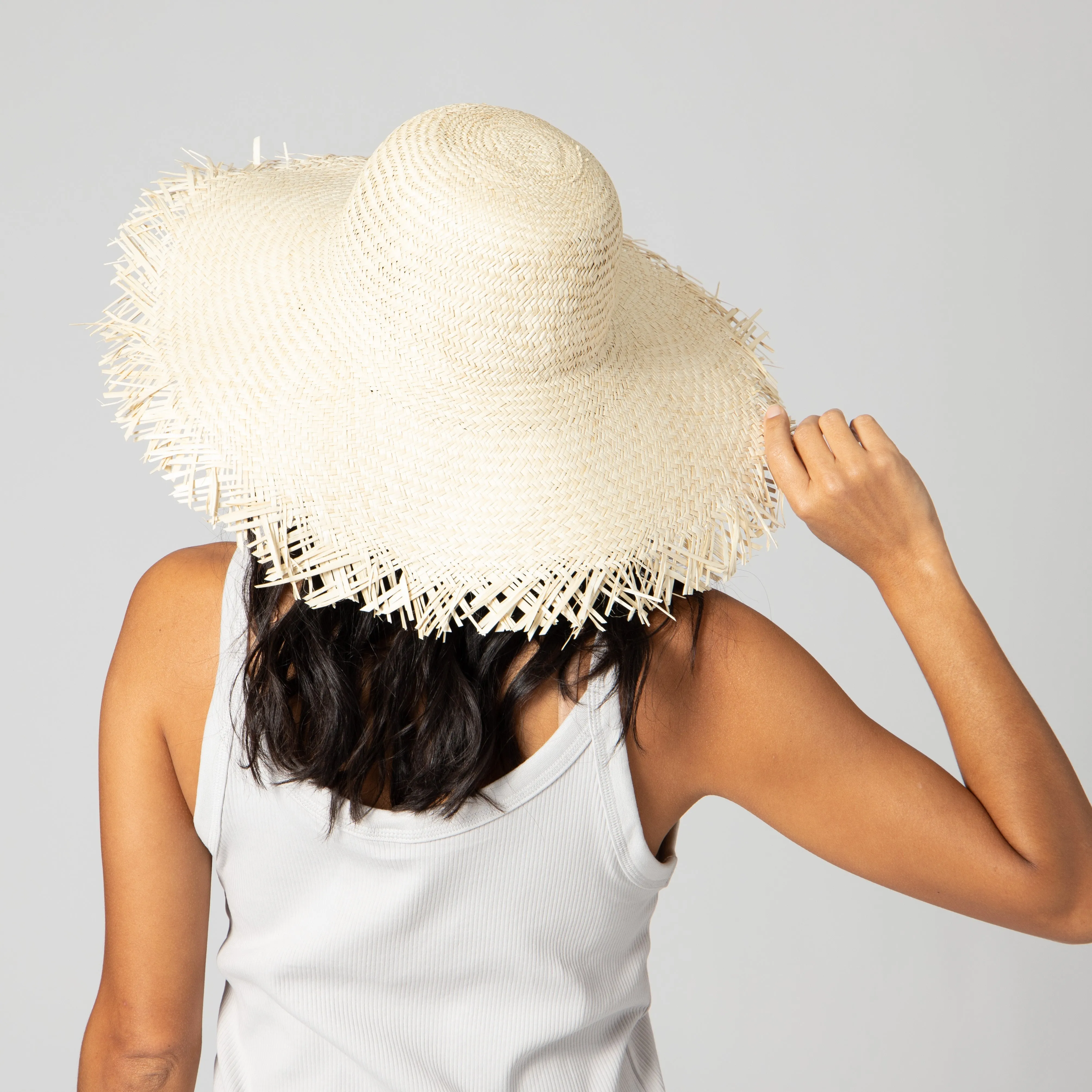 Women's Woven Sun Hat W/ Frayed Edge (SPS1006)
