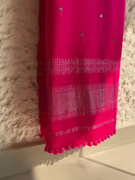 Wool shawl with zari mirror work