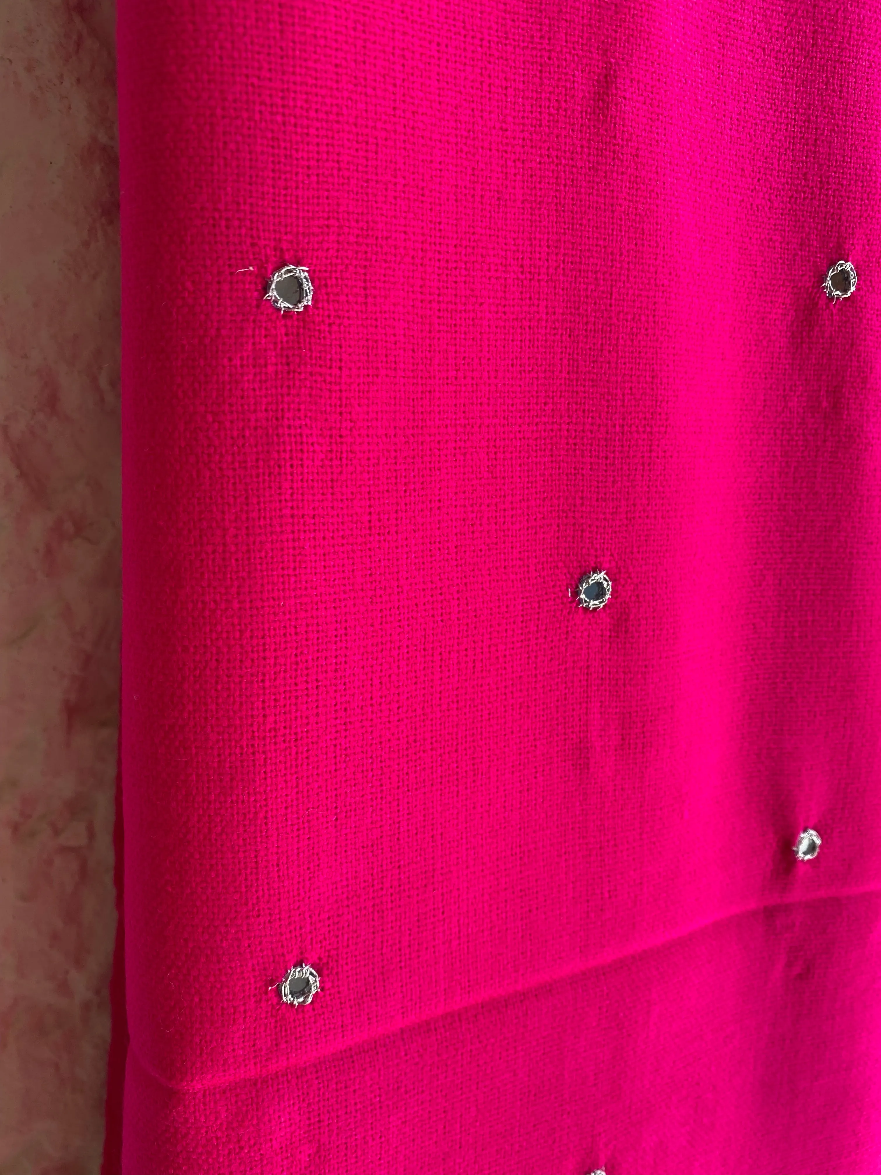 Wool shawl with zari mirror work