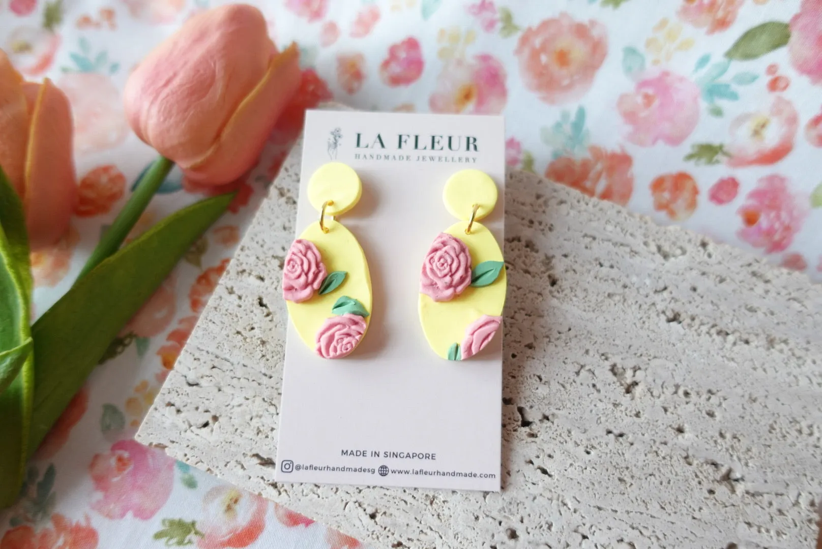 Yellow Blossom Summer Polymer Clay Earrings 3
